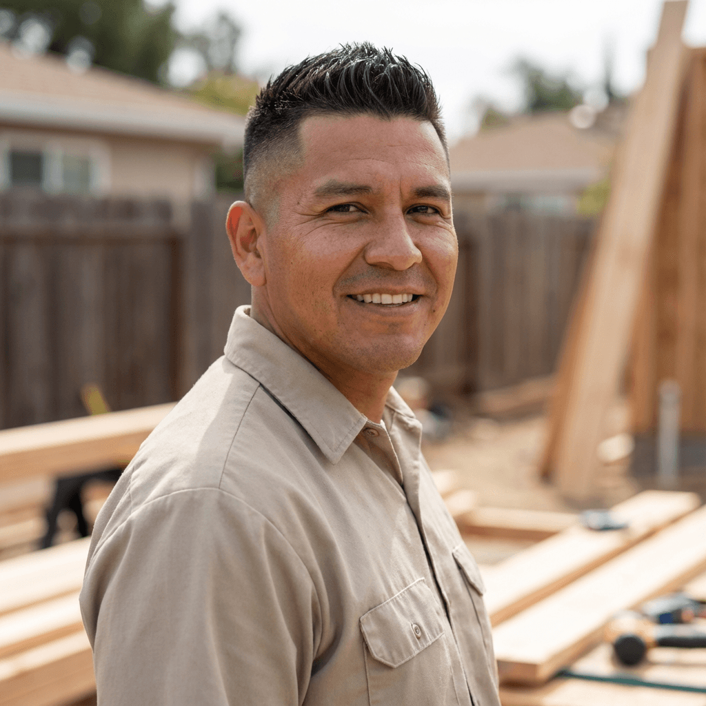Male homeowner in his 40s, smiling outdoors